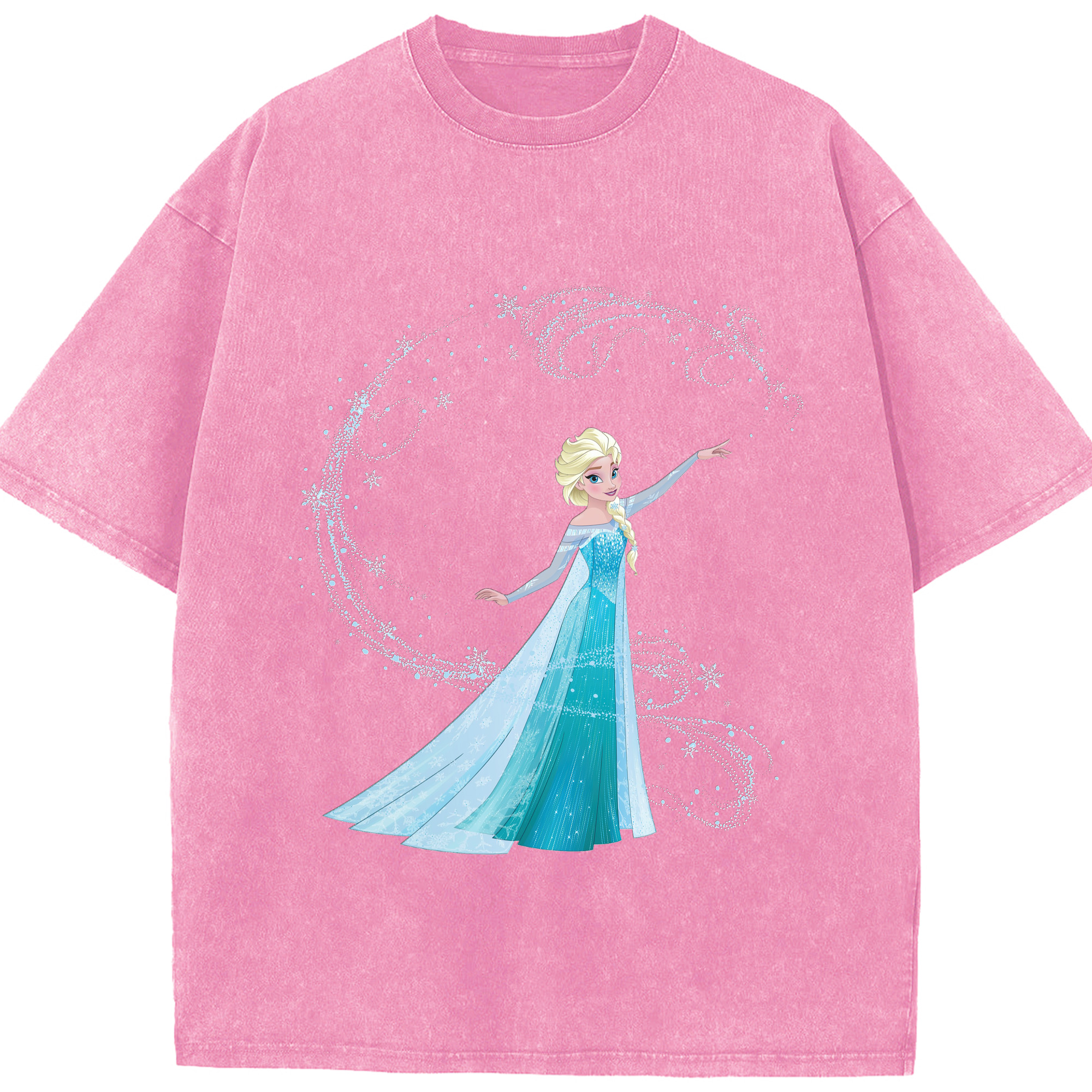 （画像用） アナと雪の女王 アンナ エルサ Frozen Anna Elsa 綿100% ヴィンテージ風 半袖Tシャツ（フロントプリント）